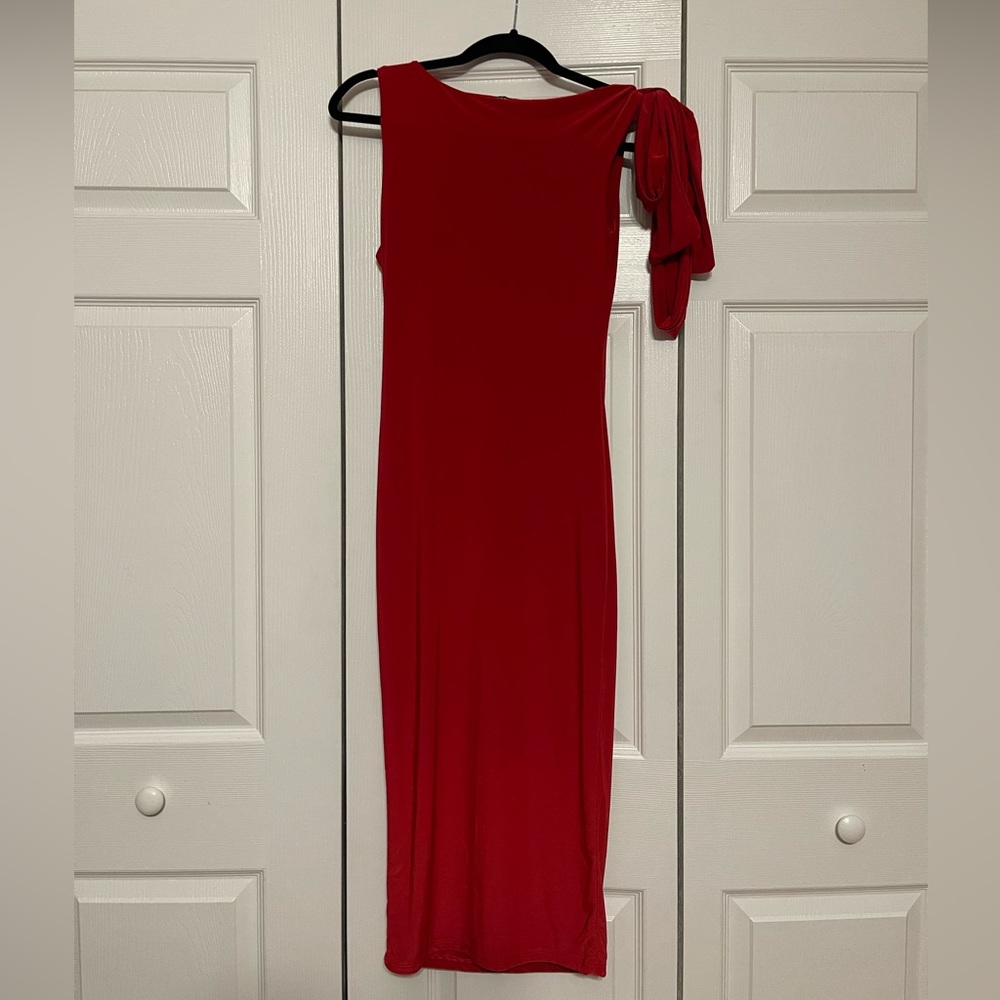Fashion Nova Bold Red One-Shoulder Dress